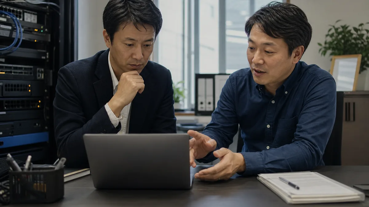 法人向けレンタルサーバーの選び方｜業務要件から決めるについて、機器や業務資料を確認する小規模事業者